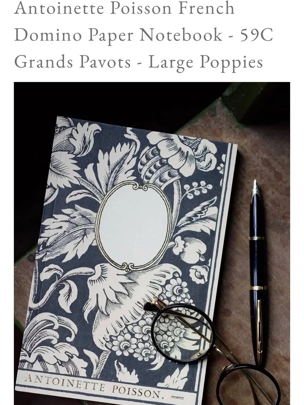 NWT Antoinette Poisson 59C Grands Pavots French Domino Paper Notebook France
